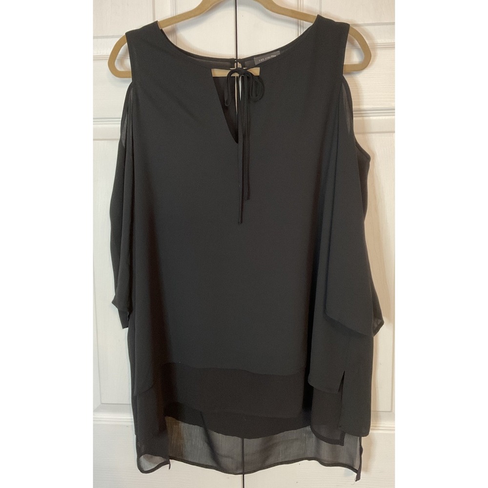 The Limited Black Flowy Cold Shoulder 3/4 Sleeve Blouse Size XL Whimsigoth